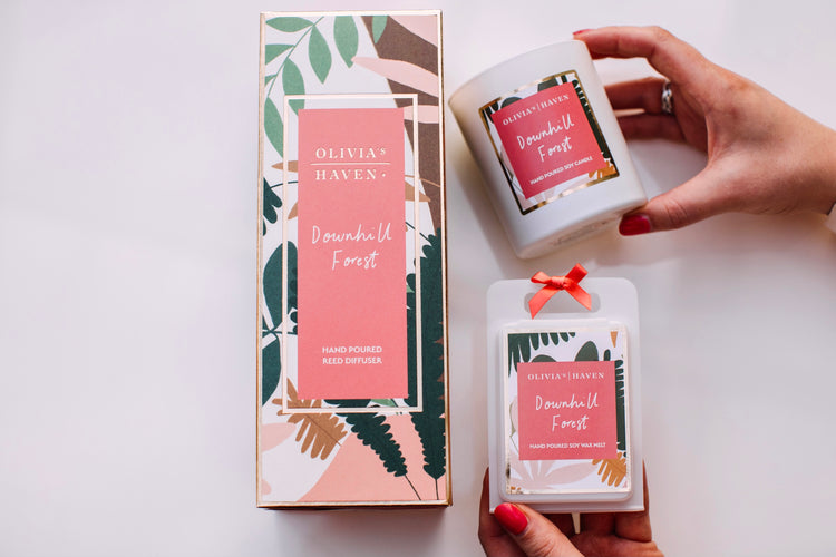 Downhill Forest Scent Set | Wax Melt, Soy Candle and Reed Diffuser | Olivia's Haven Luxury Home Fragrance